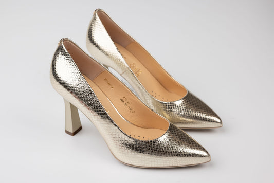 Pantofi damă piele naturală SALA 20403 Auriu croco