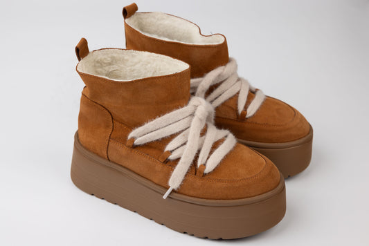 Women's boots made of genuine suede leather PERLA 4031 Yellow velvet