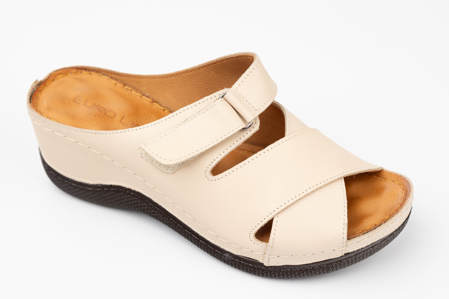 Women's genuine leather orthopedic clogs LSD 409 Beige