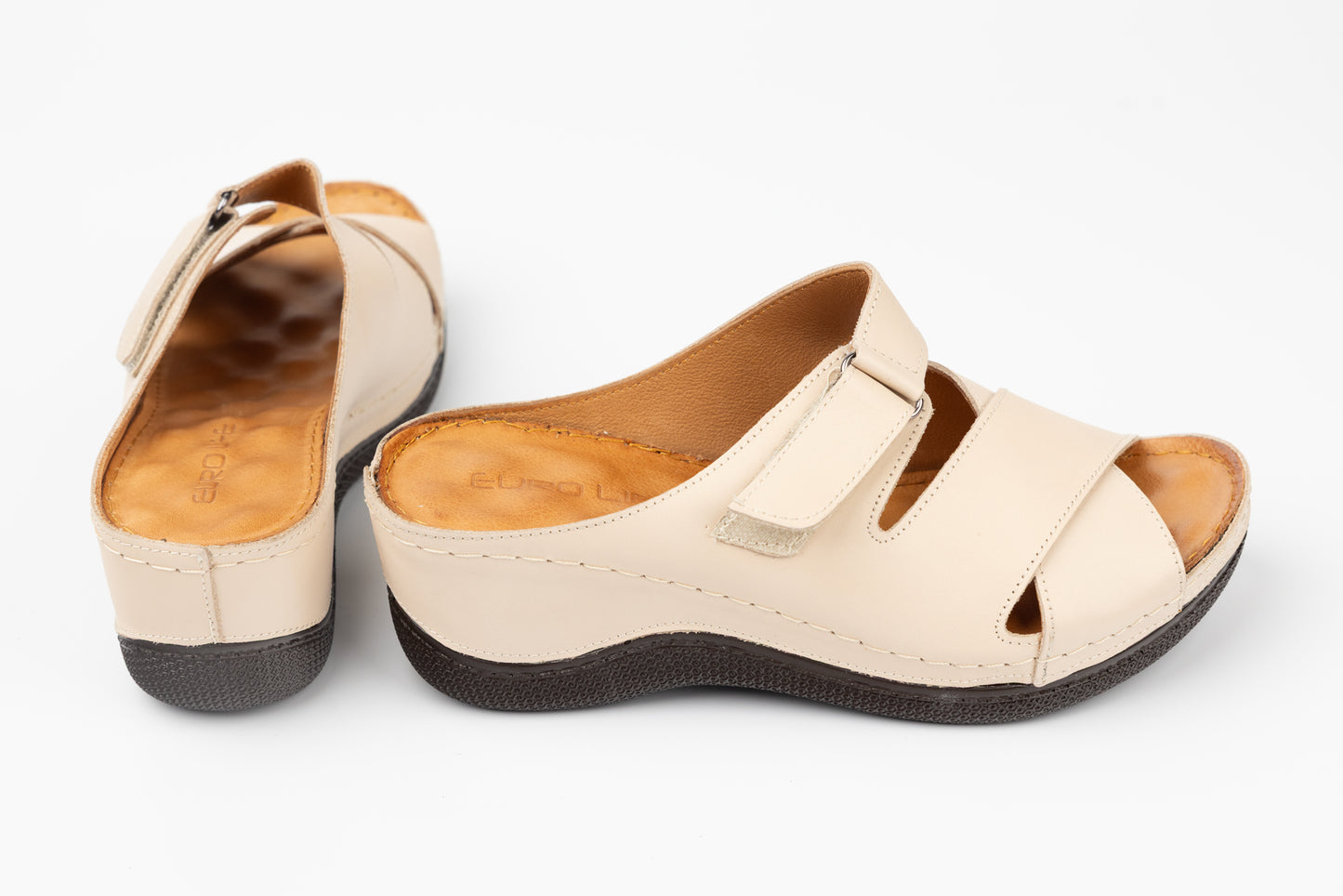 Women's genuine leather orthopedic clogs LSD 409 Beige