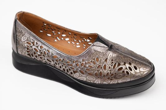 Pantofi dama piele naturală talpa ortopedica LSD 165 Nichel