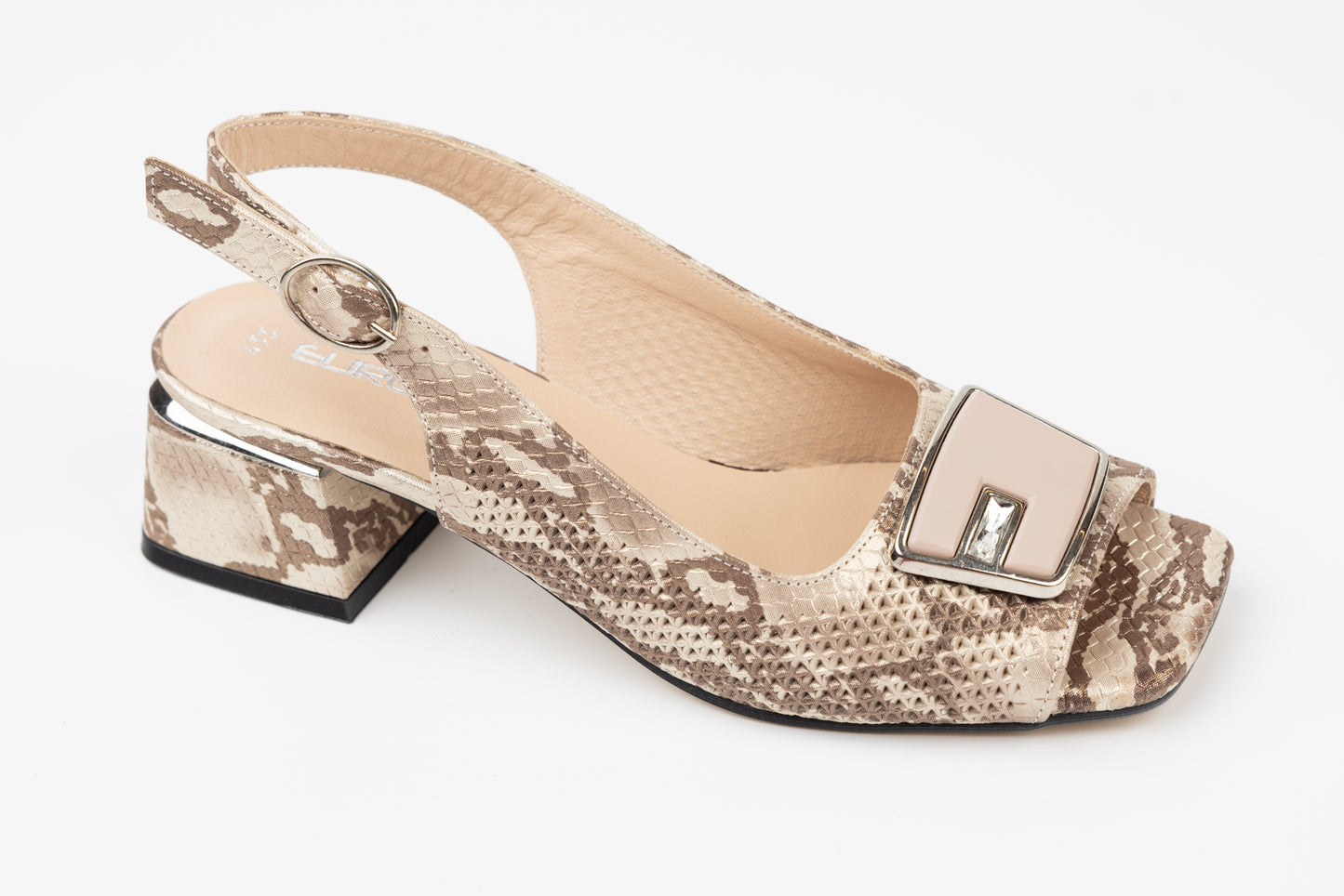 Women's genuine leather sandals LSD 433 Beige snake