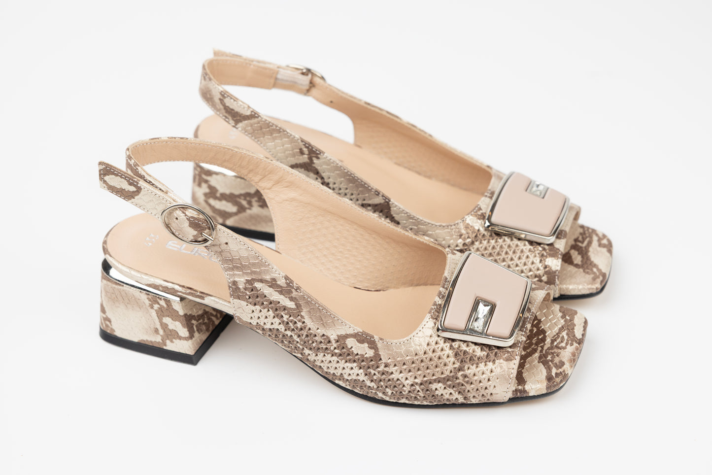 Women's genuine leather sandals LSD 433 Beige snake