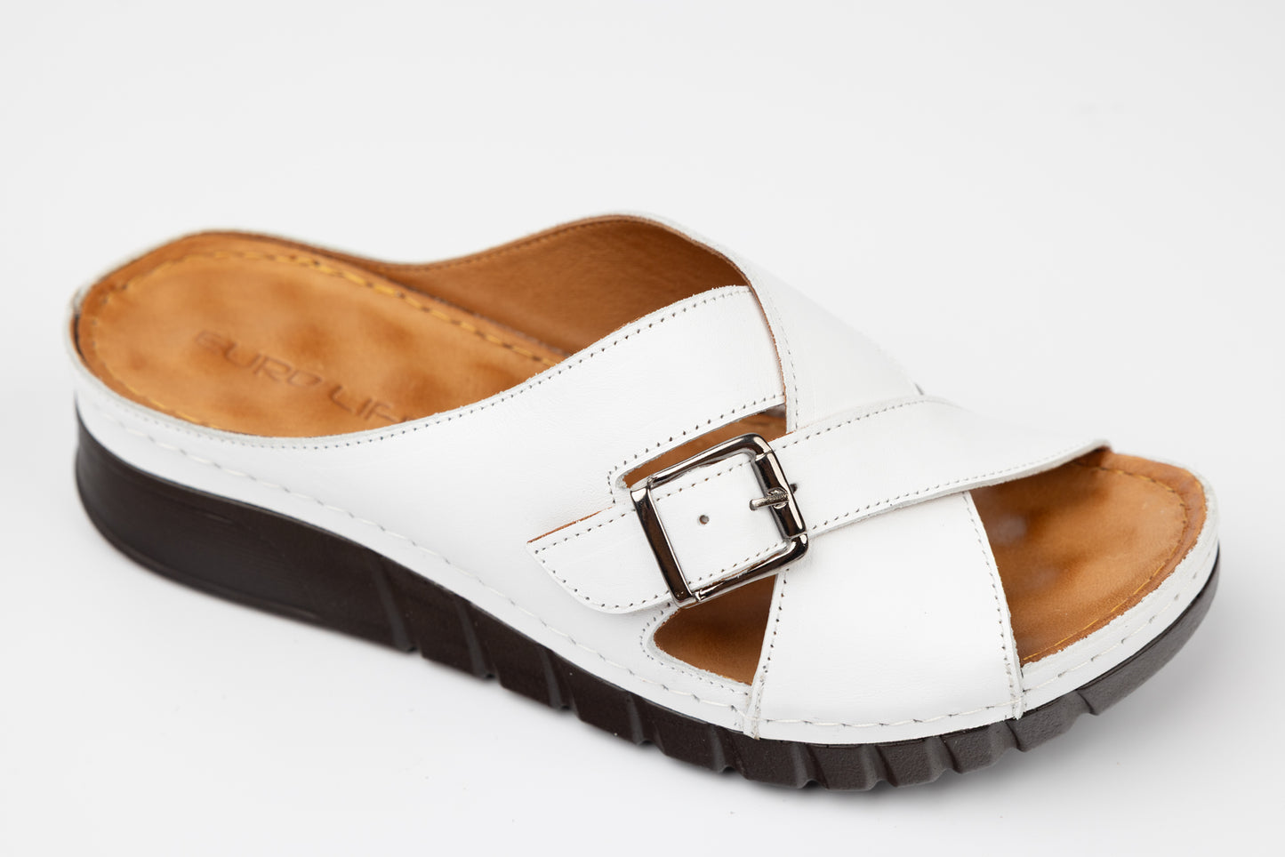 Women's genuine leather orthopedic clogs LSD 101 White