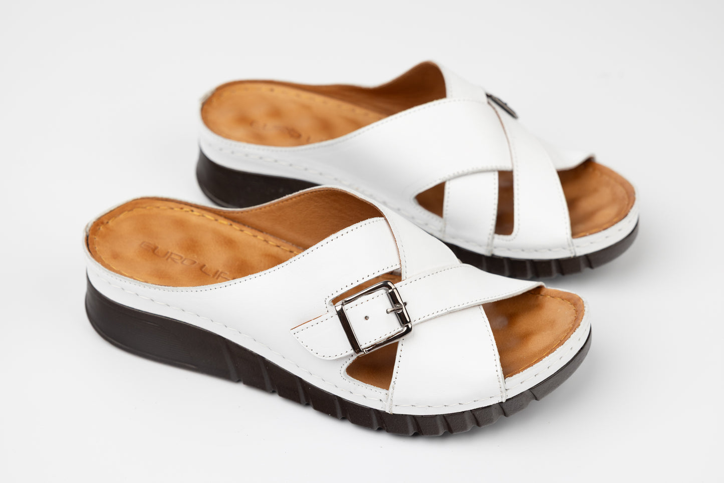 Women's genuine leather orthopedic clogs LSD 101 White