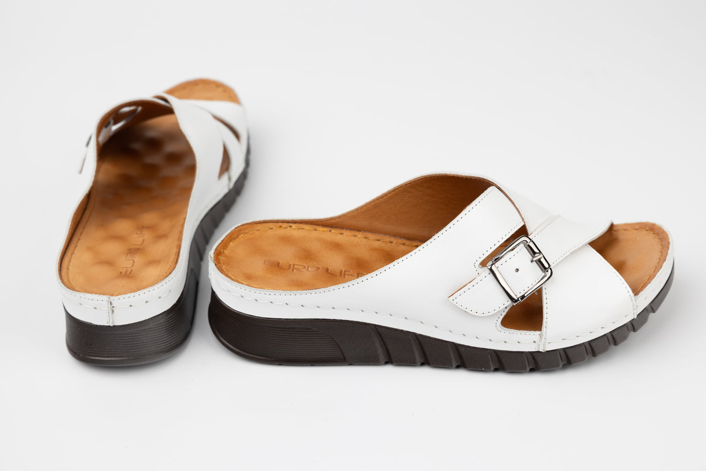 Women's genuine leather orthopedic clogs LSD 101 White