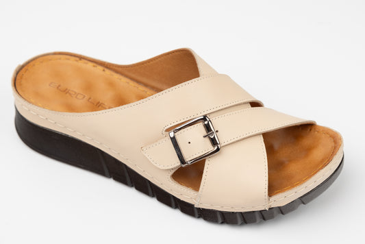 Women's genuine leather orthopedic clogs LSD 101 Beige