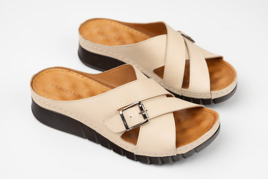 Women's genuine leather orthopedic clogs LSD 101 Beige