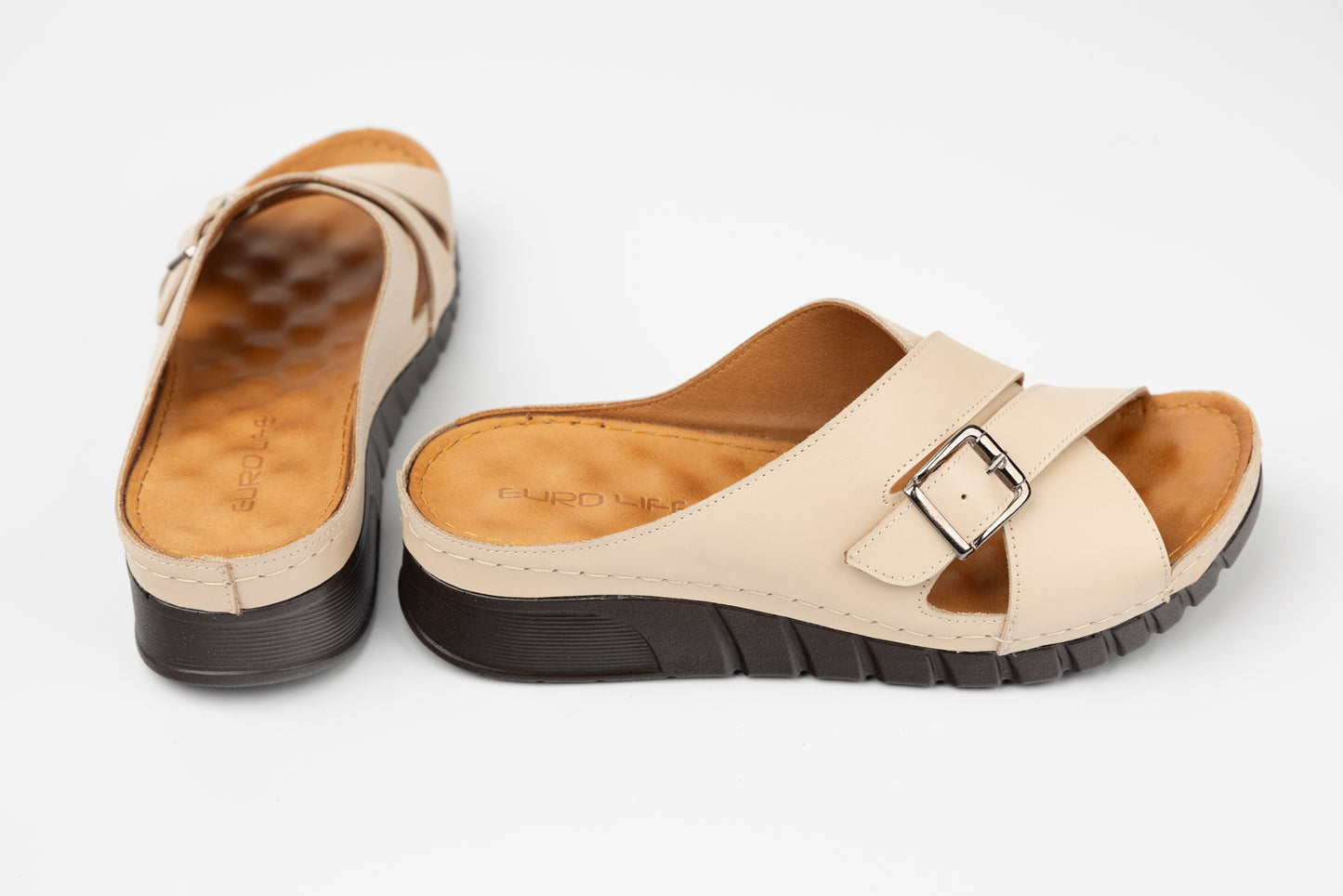 Women's genuine leather orthopedic clogs LSD 101 Beige