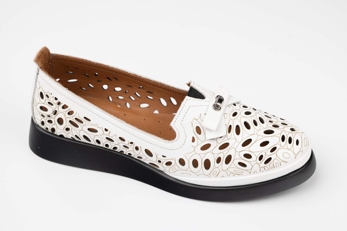 Pantofi dama piele naturală perforați LSD 81 Alb