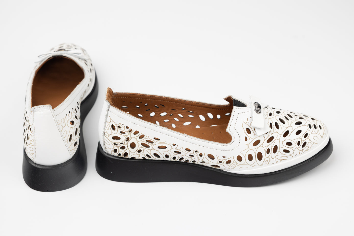 Pantofi dama piele naturală perforați LSD 81 Alb