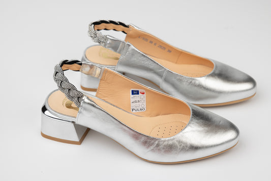 Pantofi dama piele naturală PULSO 515 Argintiu XXL