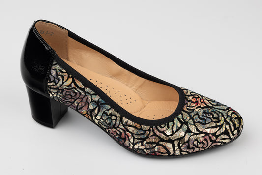 Pantofi dama piele naturală PULSO 372 N flori XXL