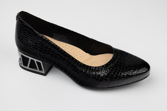 Pantofi dama piele naturală PULSO 1578 Negru croco XXL