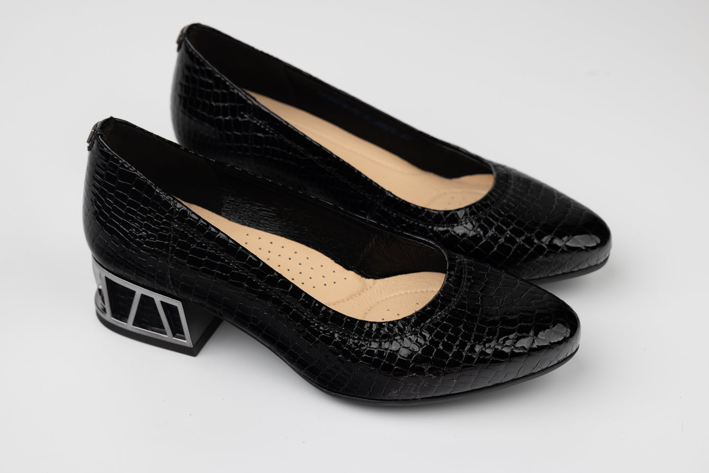 Pantofi dama piele naturală PULSO 1578 Negru croco XXL