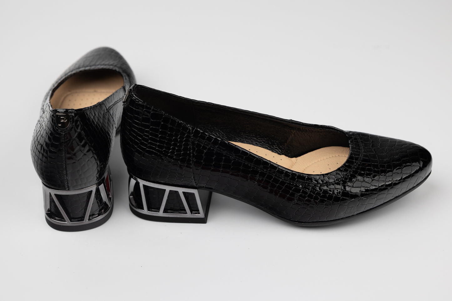 Pantofi dama piele naturală PULSO 1578 Negru croco XXL