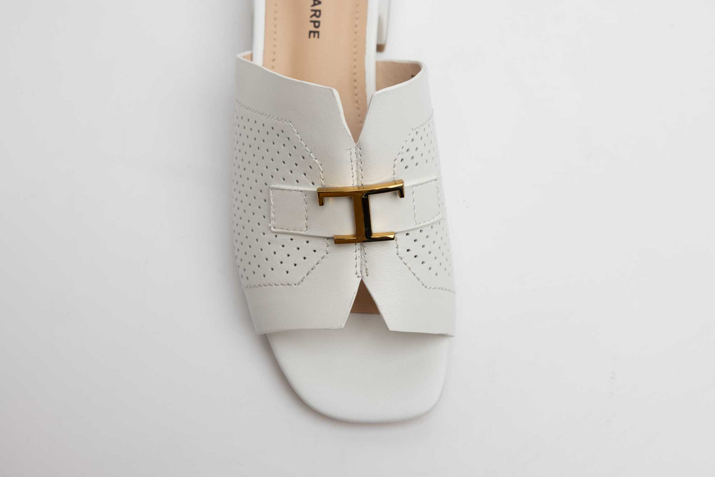 Women's clogs made of natural leather, studded with BETINA 5958, White