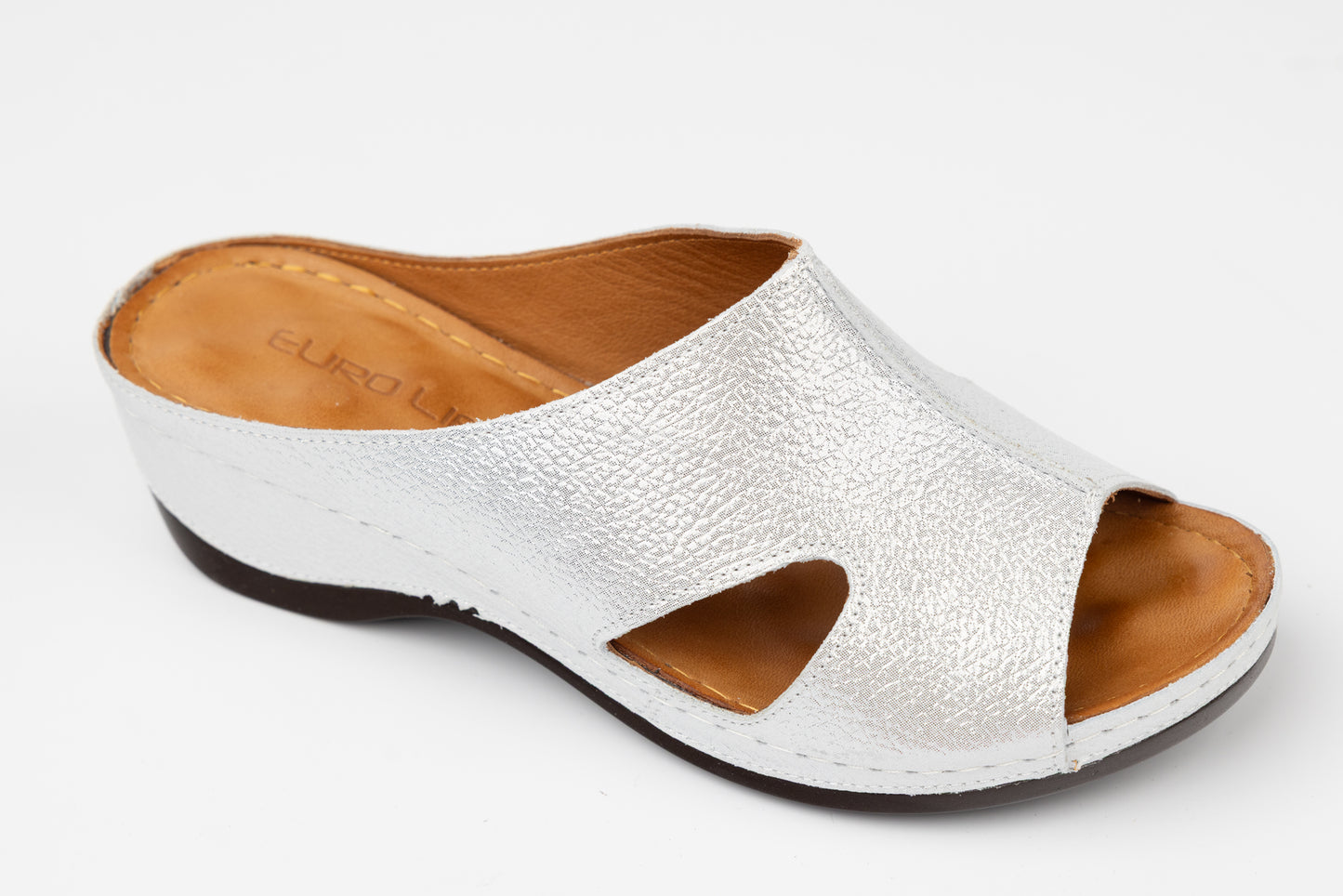 Saboti dama piele naturala LSD 504 Alb croco saten