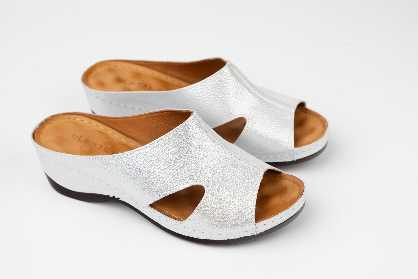 Saboti dama piele naturala LSD 504 Alb croco saten