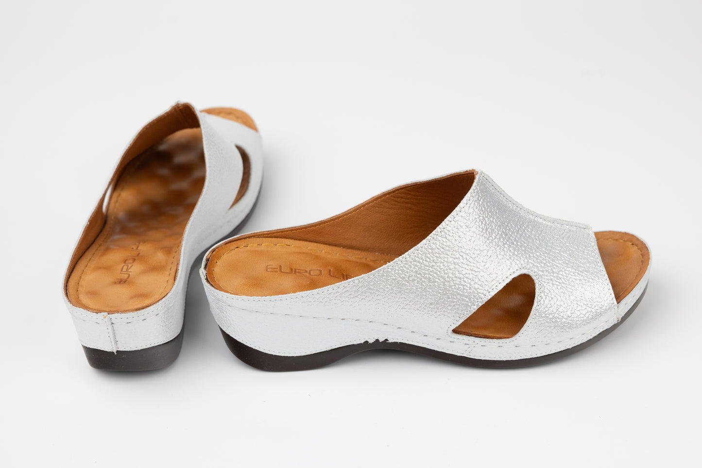 Saboti dama piele naturala LSD 504 Alb croco saten