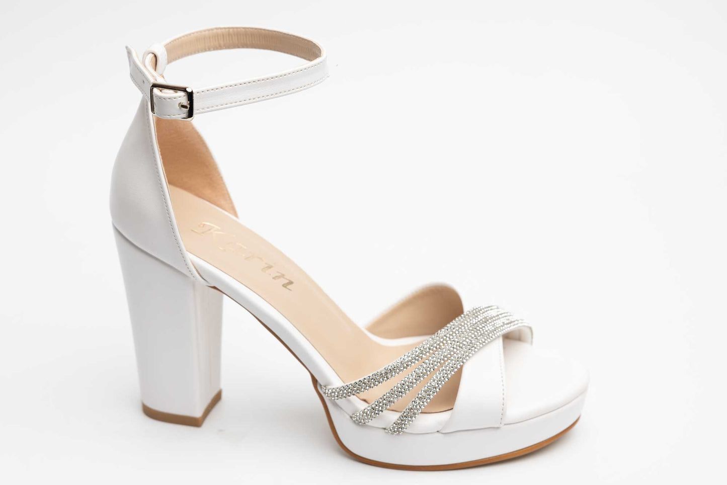 Elegant women's sandals made of eco-leather KARIN 6894 White