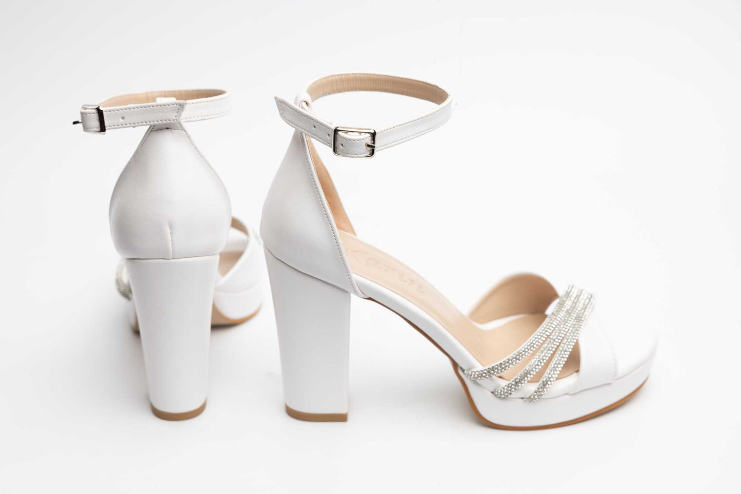 Elegant women's sandals made of eco-leather KARIN 6894 White