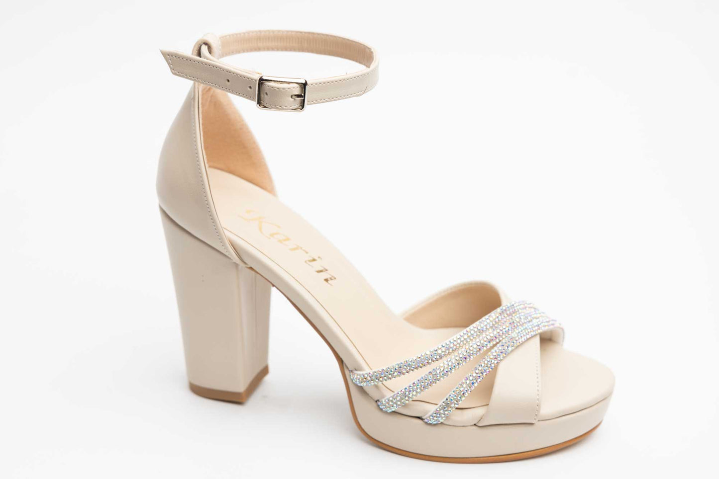 Elegant women's sandals made of eco-leather KARIN 6894 Cream