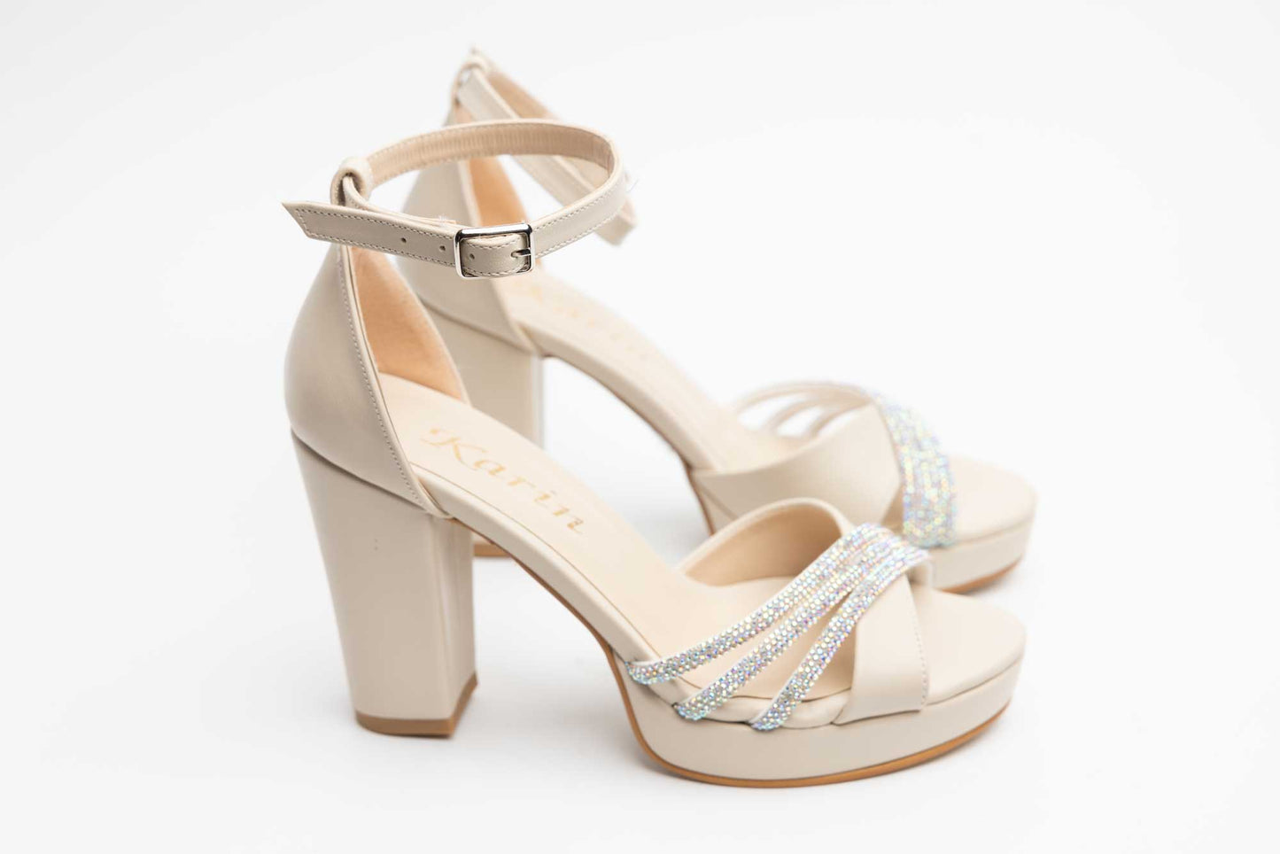 Elegant women's sandals made of eco-leather KARIN 6894 Cream