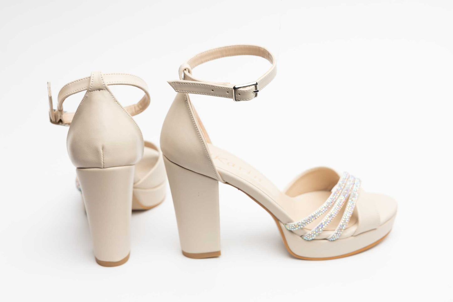 Elegant women's sandals made of eco-leather KARIN 6894 Cream