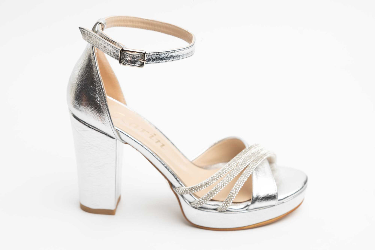 Elegant women's sandals made of eco-leather KARIN 6894 Silver