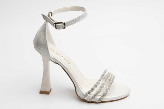 Sandale mireasa din piele eco KARIN 603 Alb croco saten