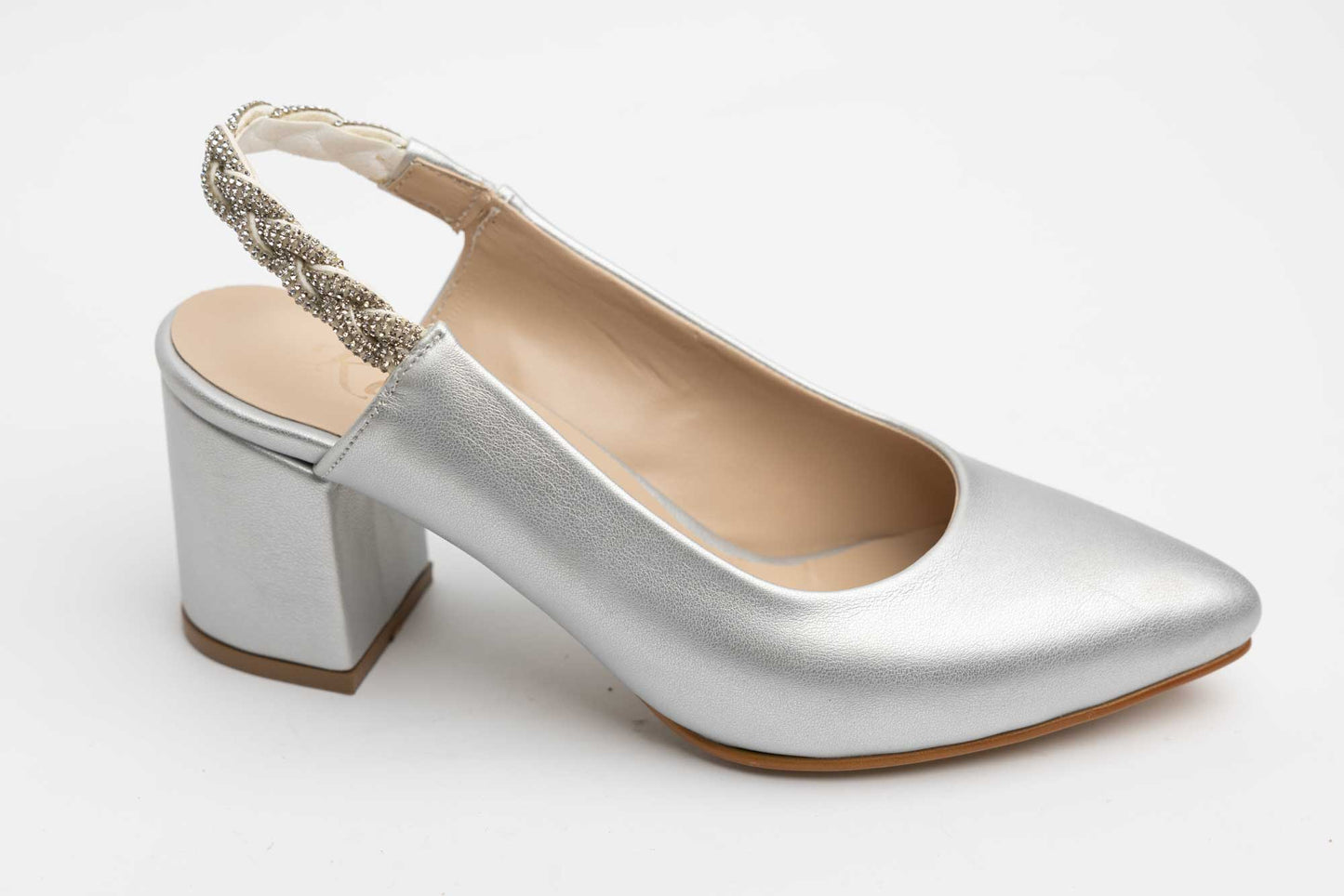 Pantofi dama decupati din piele eco KARIN 16 Argintiu box