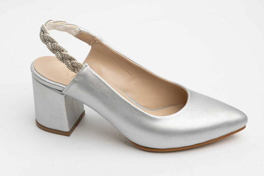Pantofi dama decupati din piele eco KARIN 16 Argintiu box