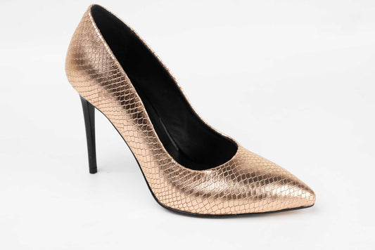 Pantofi dama stiletto piele naturala BOTTA 03 Cipria sarpe