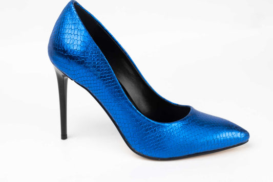 Pantofi dama stiletto piele naturală BOTTA 03 Albastru șarpe