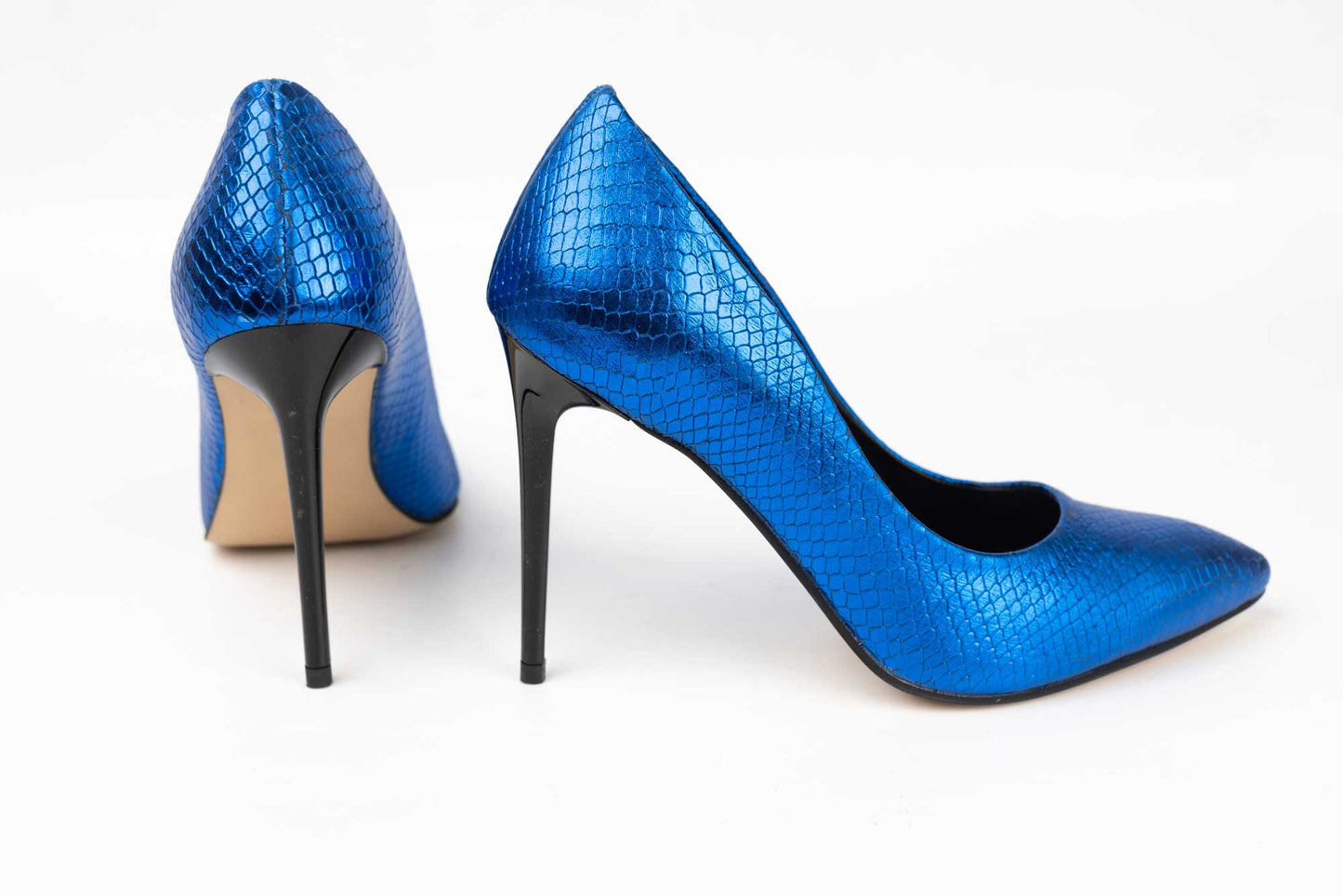 Pantofi dama stiletto piele naturală BOTTA 03 Albastru șarpe