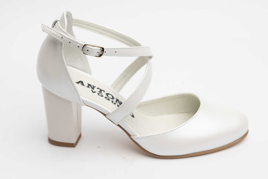 Pantofi mireasa piele naturala ANTONIO 336 Alb box
