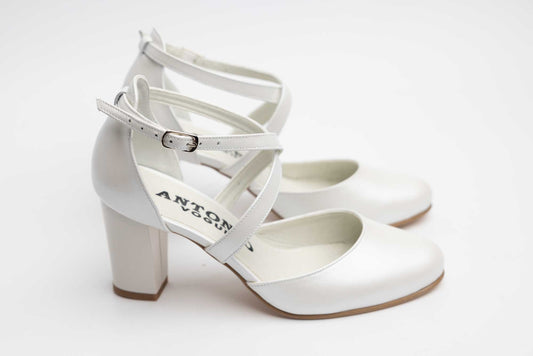 Pantofi mireasa piele naturala ANTONIO 336 Alb box