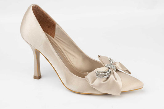 Pantofi dama din saten LONDON 5751-18 Bej saten