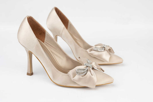 Pantofi dama din saten LONDON 5751-18 Bej saten