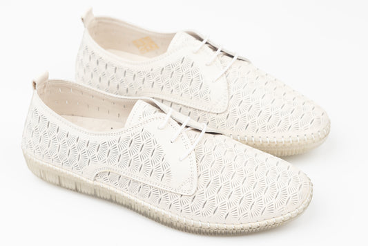 Pantofi dama piele naturală perforata GORETTI 43-03 Crem