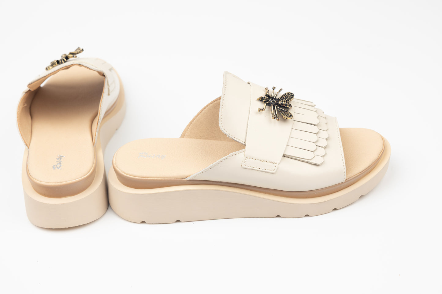 Women's genuine leather clogs RUSAY 20 Beige