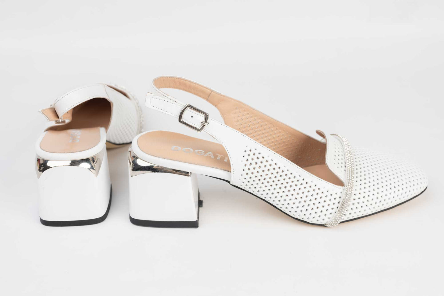 Pantofi dama piele naturala intepata DOGATI 573 Alb
