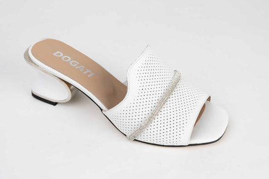 Women's clogs in natural leather, studded DOGATI 532 White
