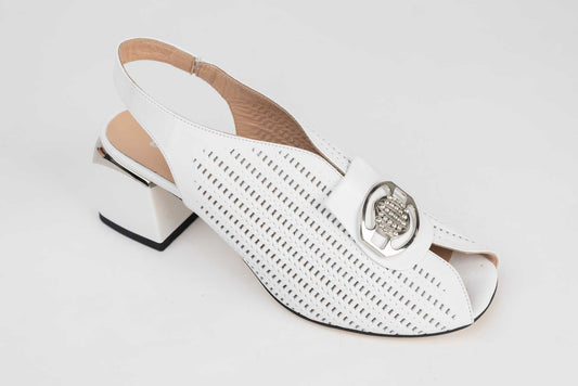 Women's perforated natural leather sandals DOGATI 529 White