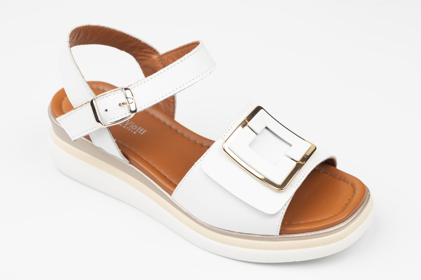 Women's genuine leather sandals ANNA VIOTI 1060 WHITE