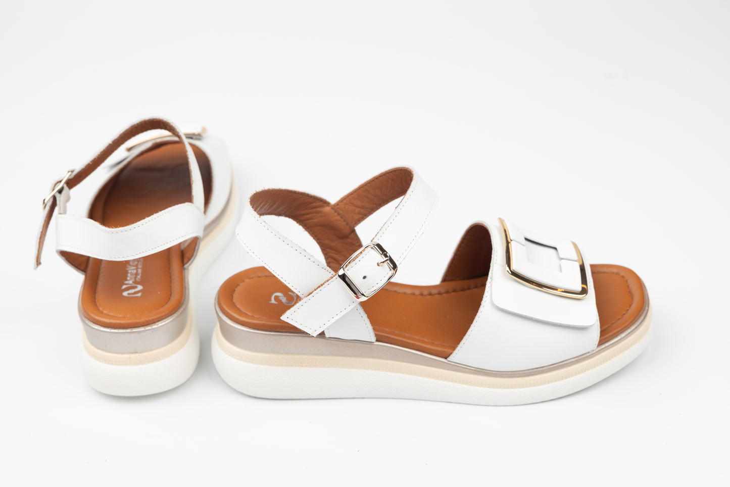 Women's genuine leather sandals ANNA VIOTI 1060 WHITE