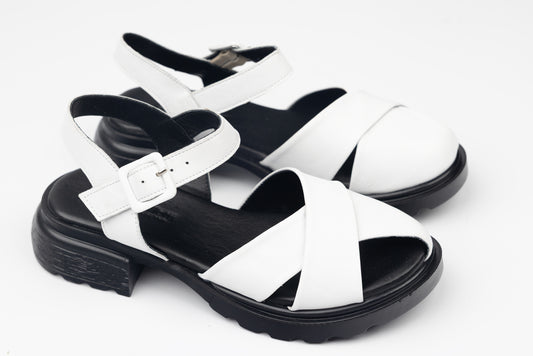 Women's genuine leather sandals ANNA VIOTI 2314 White
