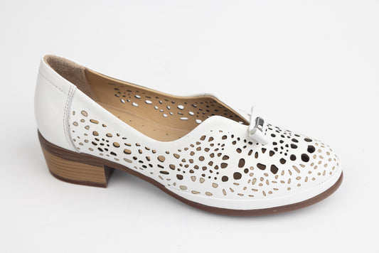 Pantofi dama piele naturală perforata LSD 196 Alb perf