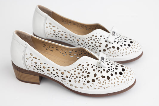 Pantofi dama piele naturală perforata LSD 196 Alb perf